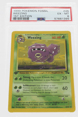 PSA 6 EXCELLENT-MINT 1999 Pokemon Fossil #45 Weezing 1st Edition !!! - Image 1