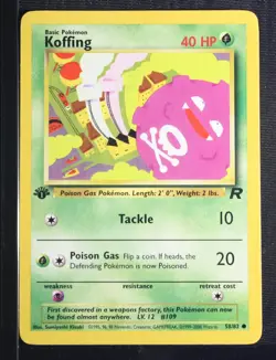 PSA 9 MINT 2000 Pokemon Team Rocket #58 Koffing 1st Edition !!! - Image 3