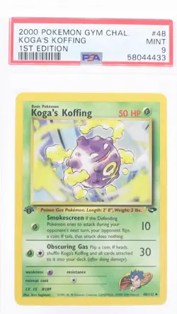 PSA 9 MINT 2000 Pokemon Gym Challenge #48 Koga's Koffing 1st Edition !!! - Image 1