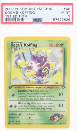 PSA 9 MINT 2000 Pokemon Gym Challenge #48 Koga's Koffing 1st Edition !!! - Image 1