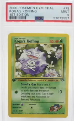 PSA 9 MINT 2000 Pokemon Gym Challenge #79 Koga's Koffing 1st Edition !!! - Image 1