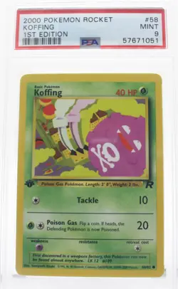 PSA 9 MINT 2000 Pokemon Team Rocket #58 Koffing 1st Edition !!! - Image 1