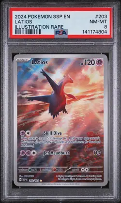 2024 POKEMON SSP EN-SURGING SPARKS ILLUSTRATION RARE #203 LATIOS PSA 8 TCG - Image 1