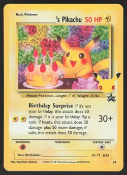 _____'s Birthday Pikachu 24/53 Pokemon TCG Celebrations Classic Collection NM - Image 1
