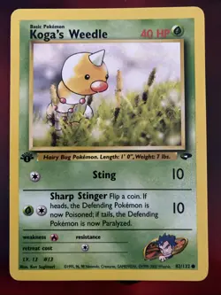 Pokemon TCG Koga's Weedle Gym Challenge 82/132 Regular 1st Edition Common Grass - Image 1