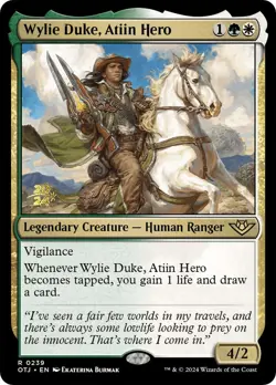 Wylie Duke, Atiin Hero [Outlaws of Thunder Junction Prerelease Promos] Magic MTG - Image 1