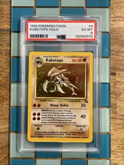 GRADED PSA 6 1999 Pokemon Fossil Kabutops-HOLO #9 - Image 1