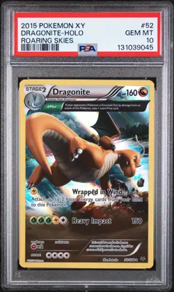 2015 Pokemon XY Dragonite Holo Roaring Skies #52 PSA 10 POP 33 - Image 1