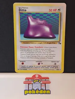 Pokemon Card Ditto 18/62 Original Non-Holo Rare Fossil Set (Sun Damage) - Image 1