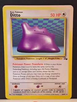 Pokemon Card Ditto 18/62 Original Non-Holo Rare Fossil Set (Sun Damage) - Image 2