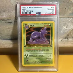 Pokemon TCG Muk 28/62 Non Holo Rare 1st Edition Fossil PSA 10 - Image 1