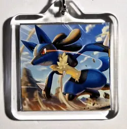 Lucario & Riolu Double-Sided Acrylic Pokemon Sinnoh Evolution Charm Keychain - Image 1