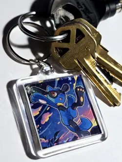 Lucario & Riolu Double-Sided Acrylic Pokemon Sinnoh Evolution Charm Keychain - Image 3