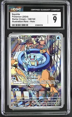 Pokemon TCG GRADED 2024 Squirtle 148/142 Stellar Crown IR M+ 9 CGC ENG - Image 1