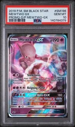 Pokemon Mewtwo GX TCG Sun & Moon SM196 Promo PSA 10 (493 POP) - Image 1