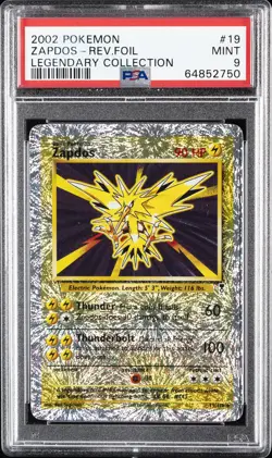 2002 POKEMON LEGENDARY COLLECTION #19 ZAPDOS-REVERSE FOIL PSA 9 - Image 1