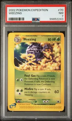 2002 Pokemon Expedition 70 Weezing PSA 7 NM - Image 1