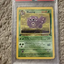 1999 Pokemon Fossil 1st Edition 45 Weezing PSA 8 NM-MT - Image 3