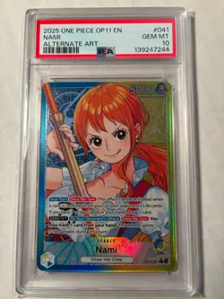 2025 One Piece NAMI OP11 041 Alt Art Leader PSA 10 Gem Mint! - Image 1
