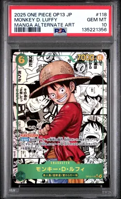 2025 ONE PIECE JPN OP13-CARRYING ON HIS WILL #118 MONKEY D. LUFFY PSA 10 - Image 1