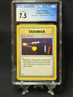 Pokemon Item Finder Base Set Shadowless 1999 CGC 7.5 Near Mint Very Clean Card - Image 1