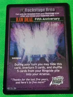 WWE Raw Deal Fifth 5th Anniversary Backstage prize Card Free Shipping - Image 1