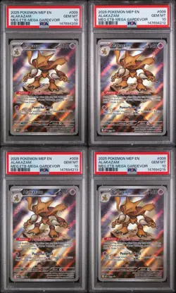 2025 POKEMON MEP EN-ME BLACK STAR PROMO #009 ALAKAZAM PSA 10 (SET OF FOUR) - Image 1