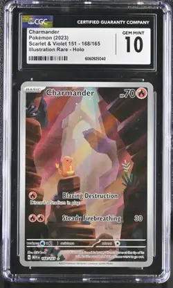 CGC Gem Mint 10 Charmander 168/165 Pokemon Scarlet & Violet 151 MEW EN - Image 3