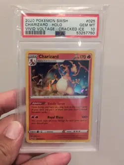 2020 Pokemon Sword & Shield CHARIZARD- VIVID VOLTAGE CRACKED ICE HOLO #25 PSA 10 - Image 1