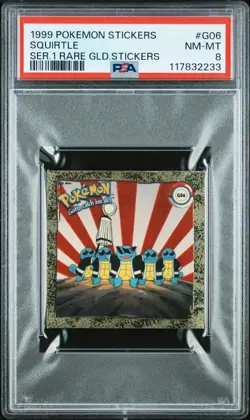 1999 POKEMON STICKERS SER 1 RARE GOLD STICKERS #G06 SQUIRTLE PSA 8 - Image 1
