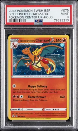 2022 POKEMON SWSH BLACK STAR PROMO #075 SPECIAL DELIVERY CHARIZARD-HOLO PSA 9 - Image 1