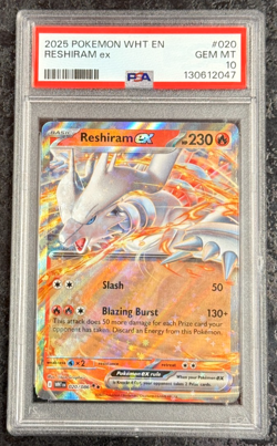 2025 POKEMON WHITE FLARE EN RESHIRAM ex #020 GEM MT 💎 PSA 10 - Image 1