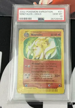 2002 POKEMON EXPEDITION #21 NINETALES-HOLO PSA 10 - Image 1