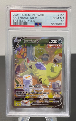 Pokemon 2021 PSA 10 Tyranitar V Alternate Art Secret Rare Battle Styles 115/163 - Image 1