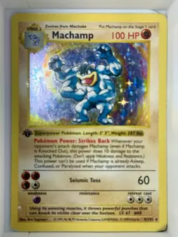 Pokemon Machamp Deck Exclusives Holo Rare 1st Edition 100 HP 8/102 Wizards 1999 - Image 1