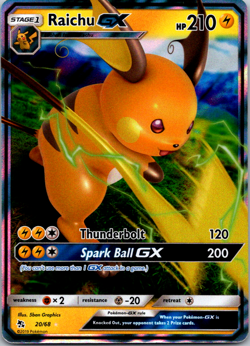 Pokemon TCG Raichu GX Hidden Fates 20/68 Holo Ultra Rare Near Mint NM - Image 1