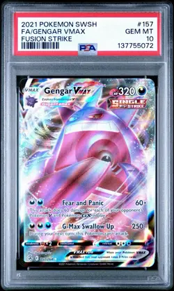2021 POKEMON SWORD & SHIELD FUSION STRIKE #157 FULL ART/GENGAR VMAX PSA 10 - Image 1