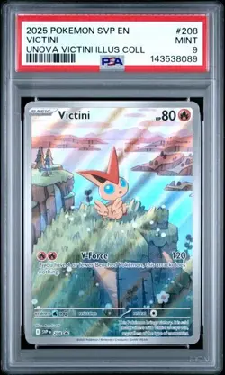 2025 POKEMON SVP EN-SV BLACK STAR PROMO #208 VICTINI UNOVA VICTINI ILLUS PSA 9 - Image 1