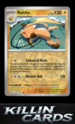 Reverse Holofoil Raichu 052/162 Common SV05: Temporal Forces Pokemon Card NM - Image 1
