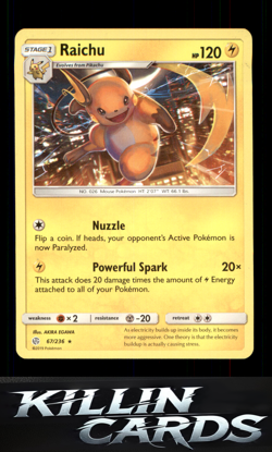 Raichu 67/236 Pokemon Rare SM - Cosmic Eclipse Card NM - Image 1