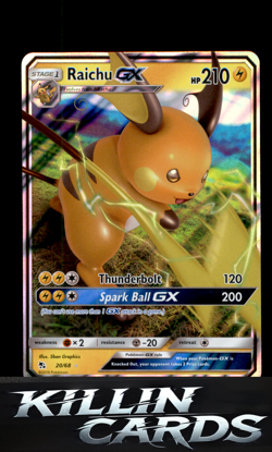 Raichu GX 20/68 Pokemon Ultra Rare Hidden Fates Card NM - Image 1