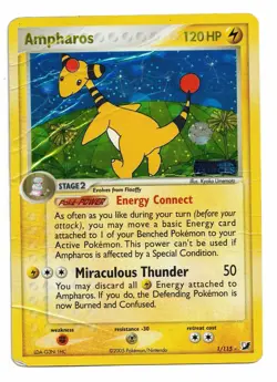 Pokemon Card: Ampharos HOLO 1/115 Unseen Forces Stamped Silver Star Rare! VPL - Image 1