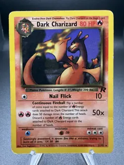 Pokemon TCG Dark Charizard 21/82 Base Set Non-Holo Rare Card Damaged/Crease - Image 1