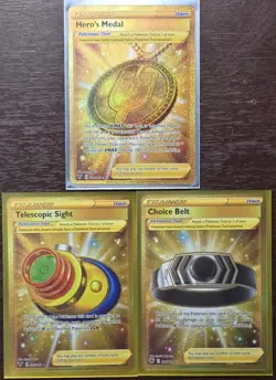 Pokemon Cards Lot (Gold Rare Full Art - Pokemon Tools - Sword & Shield - M/NM) - Image 1