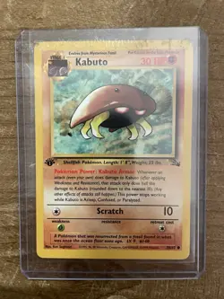 Pokemon Kabuto 50/62 Fossil Common Stage 1 Card 1999 English 1st Edition Regular - Image 1