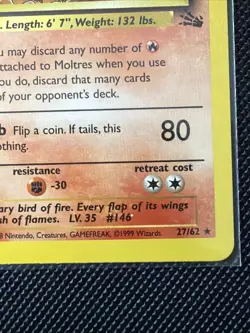🔥 Moltres #27/62 | 1st Edition Non-Holo Rare NM/M | 1999 Fossil Pokemon Card - Image 2