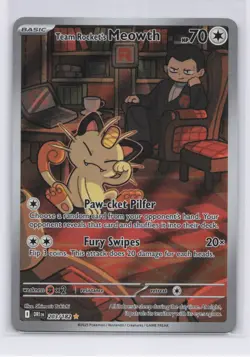 Team Rocket's Meowth 203/182 Sv10: Destined Rivals Holo Pokemon Card NM - Image 1