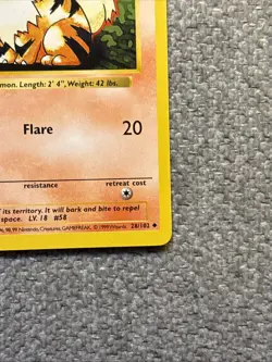 Pokemon TCG Growlithe Base Set Shadowless Card 28/102 WOTC Vintage NM / LP - Image 2