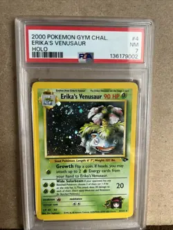 Pokemon TCG Erika's Venusaur Gym Challenge 4 PSA 7 Visible Swirl - Image 1
