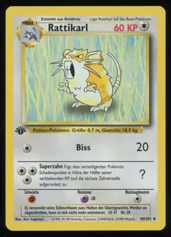 RATICATE (German) Pokemon Base Set - 1st Edition 40/102 - NM - Image 1